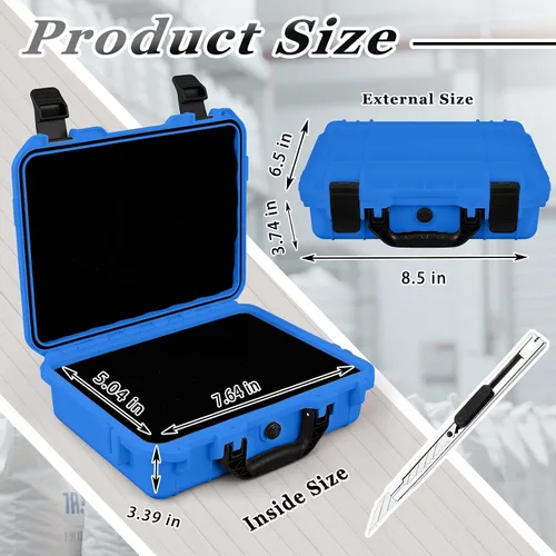 Vista 2 de Relaxweex 1 funda rígida impermeable de 8.5 x 6.5 x 3.7 pulgadas con inserto de espuma personalizable para bricolaje, funda protectora portátil