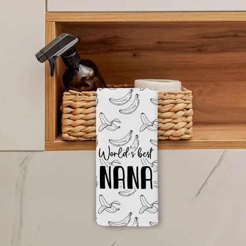 Vista 3 de Regalos de plátano para decoración de toallas de cocina, divertidos regalos para la abuela de parte de nietos, paños de cocina de mano, regalo retro