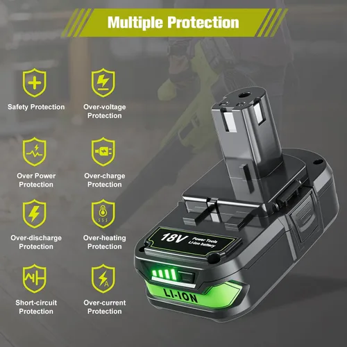 Vista 7 de POWTREE Repuesto mejorado de 4.0Ah para batería Ryobi de 18 V y cargador compatible con baterías Ryobi 18V ONE+ P102 P107 P108 P105 P104 P103