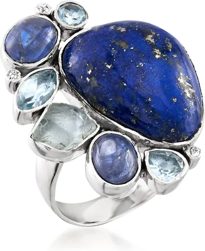 Vista 4 de Ross-Simons Lapis and 3.00 ct. t.w. Kyanite Ring With 1.96 ct. t.w. Sky Blue Topaz in Sterling Silver