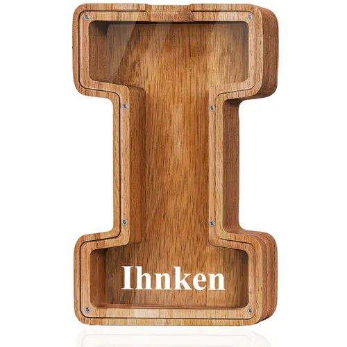 Vista 39 de Alcancía de madera grande personalizada con letras – Alcancía de letras para niños y niñas, regalo de cumpleaños (A)