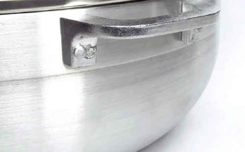 Vista 2 de Uniware Caldero de aluminio de calibre pesado con tapa de vidrio, plata, 2 cuartos