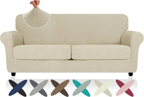 Vista 64 de ZNSAYOTX 2026 Funda de silla a rayas de 2 piezas (79 cm - 117 cm), funda de sillón elástica gruesa con banda elástica antideslizante y lazos