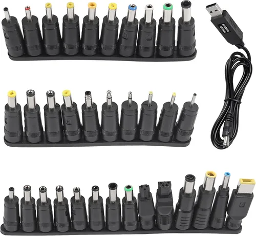 Vista 7 de AITRIP Cable de alimentación USB a CC de 5 V a 12 V, 8 conectores de enchufe intercambiables adaptadores para enrutador, mini ventilador y altavoz
