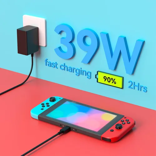 Vista 3 de 39W Charger for Nintendo Switch AC Adapter Switch Supply Power,15V 2.6A Fast Charging with 6.6FT USB C Cord Compatible with Nintendo Switch