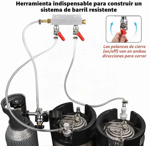 Vista 6 de MRbrew - Divisor de colector de gas CO2 de 2 vías, distribuidor de aluminio de púas de 5/16 pulgadas