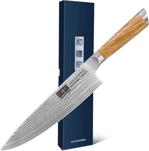 Vista 2 de Cuchillo de chef de Damasco de 8 pulgadas, cuchillo de cocina profesional de 67 capas VG-10 Super Steel