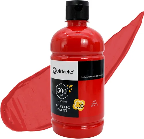 Vista 9 de Artecho Juego de pintura acrílica de 12 colores en envases grandes (500ml/17oz), pintura para manualidades artísticas para suministros de arte