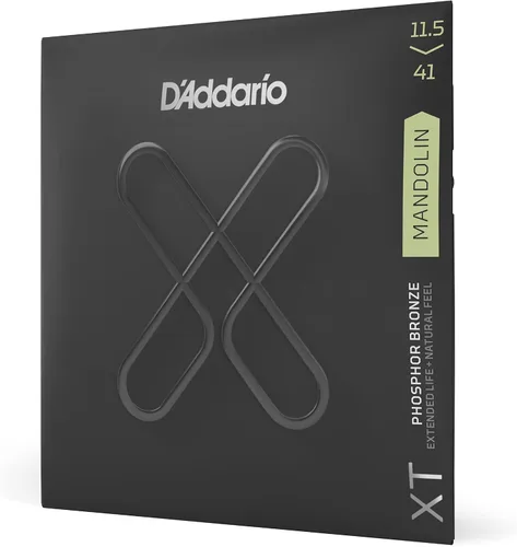 Vista 8 de D'Addario Cuerdas de mandolina, XT, revestimiento de bronce fosforoso, XTM1140, mediano 11-40, juego de 8 cuerdas, paquete de 1
