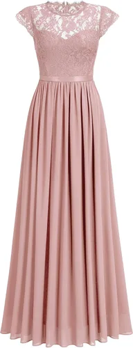 Vista 5 de Miusol - Maxi vestido floral con encaje para fiesta de noche y uso formal para mujer