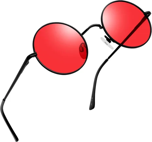Vista 44 de Joopin Gafas de sol redondas pequeñas Hippie Circle Teashades Traje de protección UV Todo negro