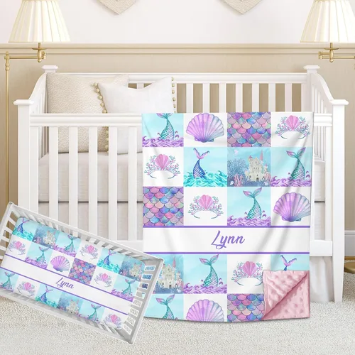 Vista 10 de Juego de ropa de cama personalizado para cuna de bebé para bebés, juego de ropa de cama personalizado para cuna con nombre, ropa de cama de cuna