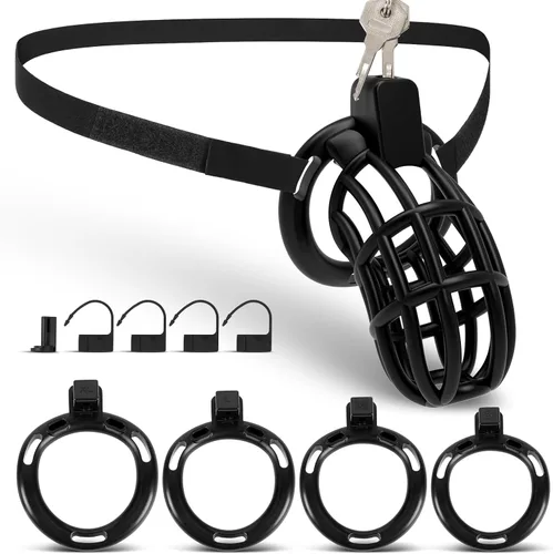 Vista 9 de Cinturón de castidad masculino jaula para pene - UTIMI Dispositivos de correa de castidad de plástico ajustable para hombre jaula de bondage