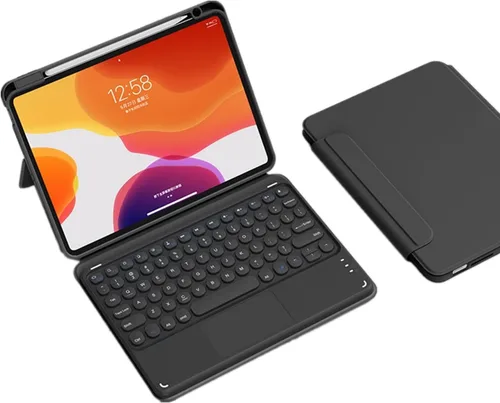 Vista 20 de iPad Air Air2 iPad 5ª 6ª generación 9.7 pulgadas iPad 5 iPad 6 Funda con teclado Touchpad horizontal/vertical Soporte magnético desmontable BT