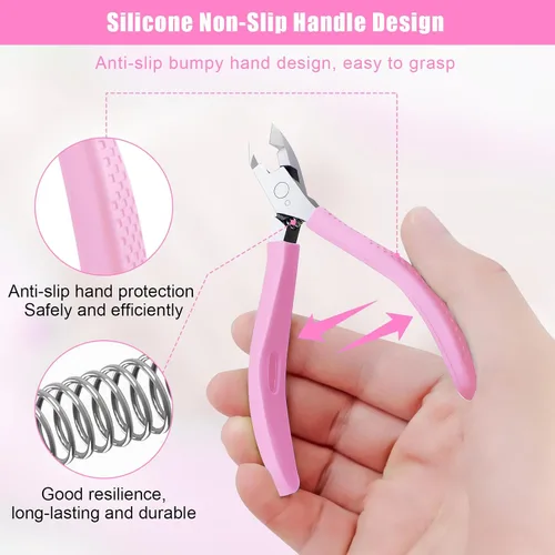 Vista 6 de Diesisa Cortadora de cutículas, extremadamente afilada, cortacutículas para uñas con mango de silicona, antideslizante, cortador profesional