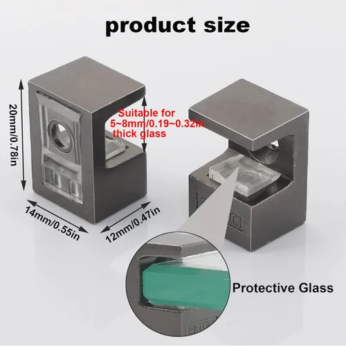 Vista 2 de Glass Shelf Bracket Glass Clamp Holder Adjustable Clamp Shelf Clip for 5-8mm Thickness - 4pcs