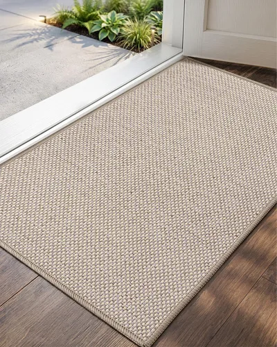 Vista 10 de Color&Geometry - Tapete para puerta delantera de 26 x 47 pulgadas, atrapador de suciedad con parte trasera de goma ultra antideslizante, perfil Caqui