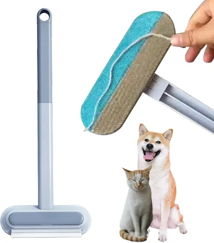 Vista 9 de Removedor de pelo de mascotas de mango largo de 14 pulgadas para muebles y sofá, herramienta limpiadora de piel de gato y perro reutilizable