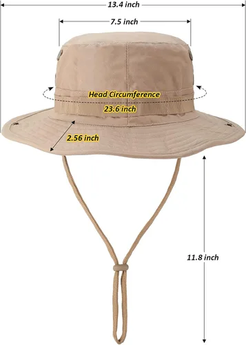 Vista 6 de FRTKK Sombrero militar Boonie táctico ajustable Boonie sombreros para hombres mujeres caza pesca al aire libre safari sol