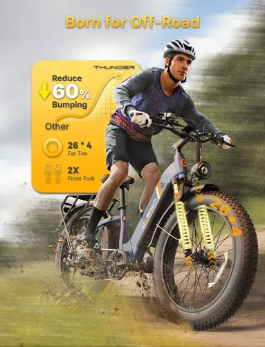 Vista 6 de Jasion Bicicleta eléctrica Thunder/PRO/ST, 2000 W/1800 W Peak Ebikes para adultos, neumático de grasa de 26 pulgadas, mejor bicicleta eléctrica