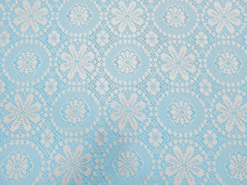 Vista 4 de Van Wyck Medallion - Mantel de encaje de punto pesado 60x104, color blanco
