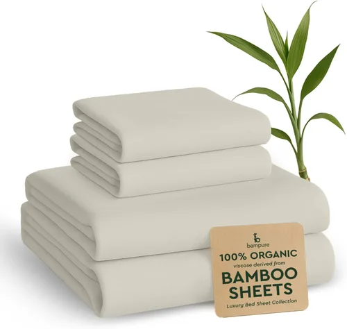 Vista 49 de BAMPURE Juego de sábanas tamaño Queen, 100% viscosa pura derivada de bambú, sábanas súper suaves y refrescantes para personas que duermen con calor