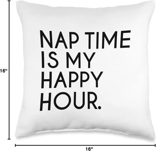 Vista 4 de Nappers Unite 600 Time is My Happy Hour Funny Naps Napper - Almohada de regalo, 16 x 16 pulgadas, multicolor