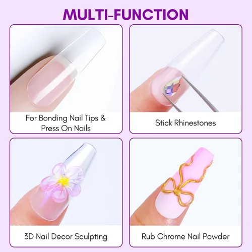 Vista 8 de Makartt Gel de pegamento sólido para uñas: pegamento de uñas de gel extra fuerte para uñas a presión y puntas falsas, pegamento de uñas fuerte