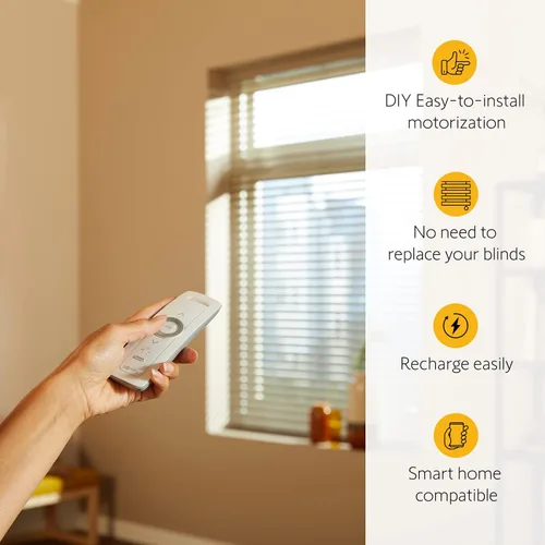Vista 2 de Somfy Clever - Kit de motor de persiana inclinable, se adapta a tus persianas horizontales de 2 pulgadas, persianas inteligentes para seguridad