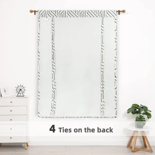 Vista 4 de DriftAway Briony - Cortina opaca con amarre para cocina, ajustable, diseño de globos, líneas texturizadas, estampadas, persianas romanas