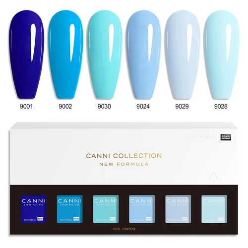 Vista 8 de CANNI - Juego de esmalte de uñas en gel azul de 6 colores 9ML Baby Royal Light Blue – Esmalte de uñas en gel inspirado en el océano Acuario