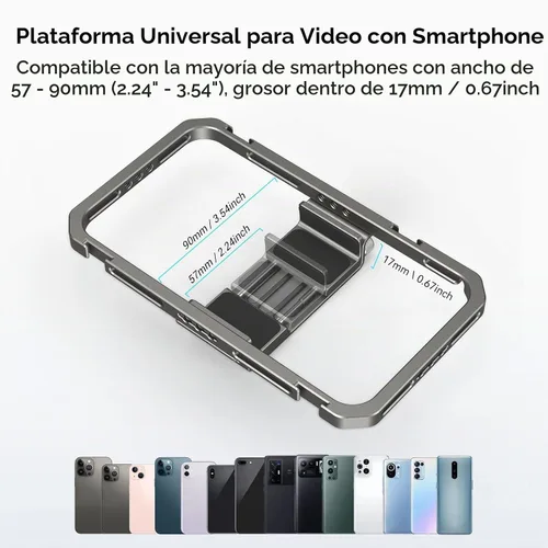 Vista 3 de SmallRig - Plataforma universal de video para teléfono inteligente para iPhone 17 16 15 14-2791B Jaula de teléfono de aleación de aluminio