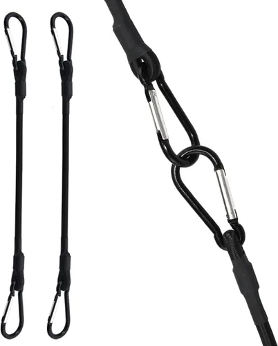 Vista 10 de Correas elásticas cortas con Mini SDTC Tech con mosquetones, paquete de 8 correas elásticas negras extra resistentes de 6", 8", 10" SDTC Tech