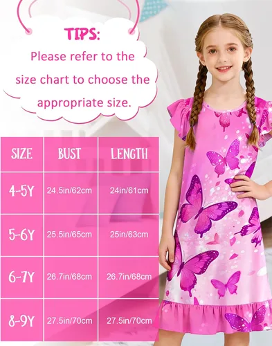 Vista 6 de Sylfairy - Camisones de dormir para niñas, pijamas de unicornio con diseño de princesa para niñas, prendas de dormir