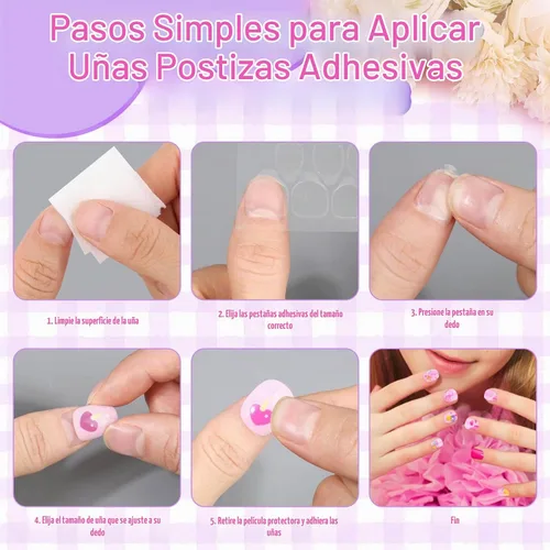 Vista 5 de Juego de 144 uñas postizas a presión, bonitas uñas acrílicas para regalo Linda estrella.