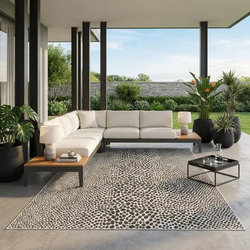 Vista 71 de Unique Loom Outdoor Collection Alfombra de área - Ciudad del Cabo (2' 2' x 3' 1' Rectángulo, Azul/Oliva)