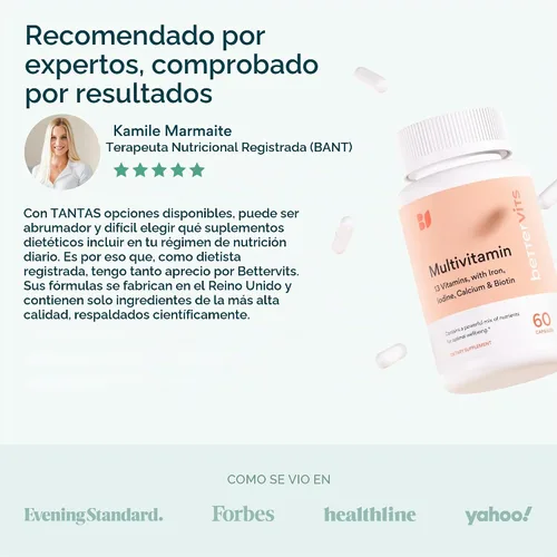 Vista 6 de Bettervits Multivitamínico para mujeres y hombres con 13 vitaminas