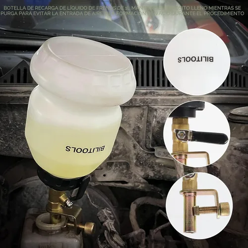 Vista 5 de BILITOOLS Kit de bomba de vacío de purga de líquido de frenos de 3 L, herramienta extractora de líquido de embrague para sistema de frenos neumático