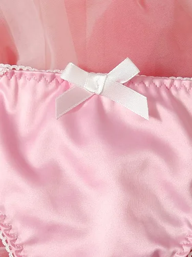 Vista 5 de MakeMeChic - Conjunto de lencería de satén con aros y encaje floral para mujer