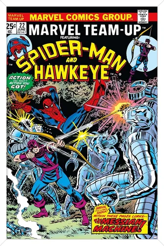 Vista 14 de Trends International Marvel Comics - Póster de pared de Hawkeye y Spider-Man, 22.4 pulgadas de largo x 14.7 pulgadas, versión enmarcada de madera