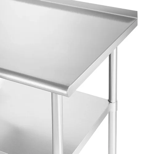 Vista 3 de Gridmann Mesa de cocina comercial para trabajo y preparación de alimentos de acero inoxidable, con protector contra salpicaduras de 30 pulgadas x 24