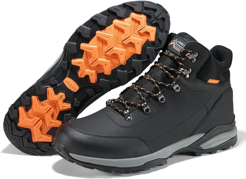 Vista 5 de HISEA Botas de senderismo para hombre, impermeables, ligeras, de cuero, transpirables, para escalada, senderismo, mochilero, senderismo