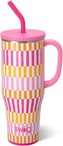 Vista 15 de Swig Life - Taza Mega de 40 onzas, Taza de 40 oz con asa, apta para vasos, apta para lavavajillas, taza aislada extra grande, acero inoxidable