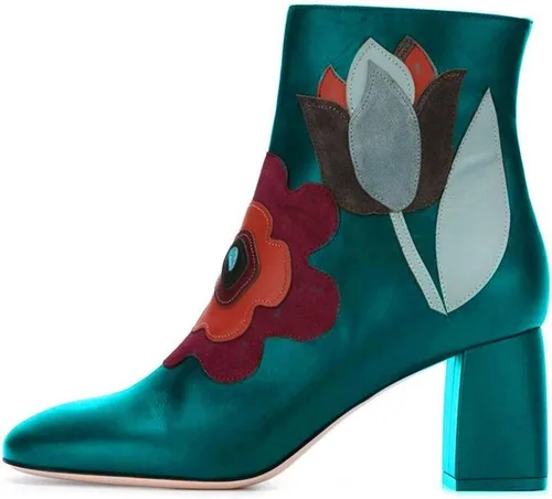 Vista 2 de FSJ - Botas de tobillo con punta redonda para mujer (tallas 4-15)