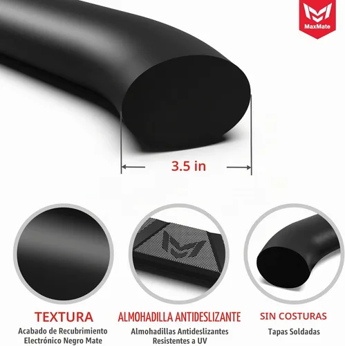 Vista 3 de MaxMate Estribos Laterales Ovalados Nerf Bar de 3.5" Compatibles con Dodge Ram 1500 2002-2008; 2003-2009 2500 3500 Quad Cab SS2D35178MX Rieles