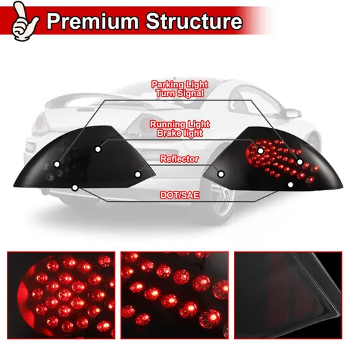 Vista 5 de Nixon Offroad Luces traseras para Mitsubishi Eclipse 2000-2005 Lámparas traseras LED de repuesto para luces traseras de automóvil, 1 par