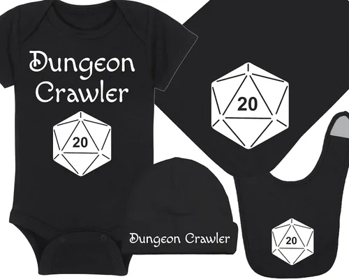Vista 9 de Dungeon Crawler with Dice - Gaming Baby Onesie - Hat - Blanket - Bib Package Combinations