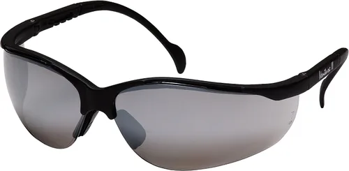 Vista 23 de Pyramex Venture II Safety Eyewear, Indoor/Outdoor Mirror Anti-Fog Lens Lente de espejo de E/S/marco azul metálico
