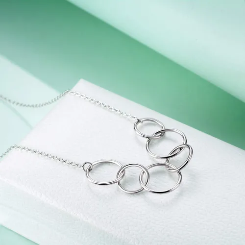 Vista 3 de SOULMEET Collar de regalo de cumpleaños número 60, 50, 40 y 30 para mujeres, mamá, collar circular de plata de ley para ella, cada círculo para un