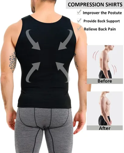 Vista 3 de Optlove Chaleco moldeador de cuerpo para hombre, camiseta sin mangas de compresión, adelgazante, control de barriga, faja moldeadora para abdomen